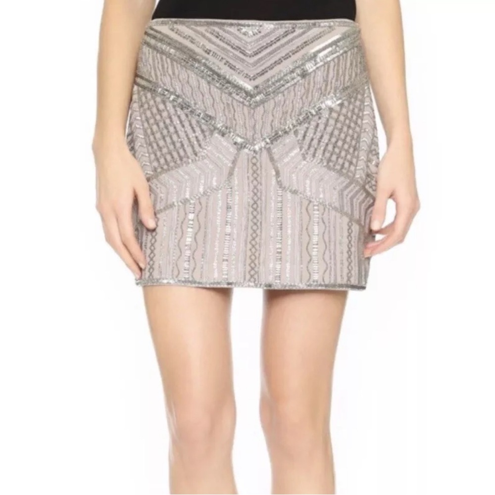 🪩 Club Monaco Beaded Sequin Mini Skirt